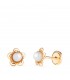 Orecchini con perle per bambina in oro 18 kt Odina, forma a fiore traforato e chiusura a vite.