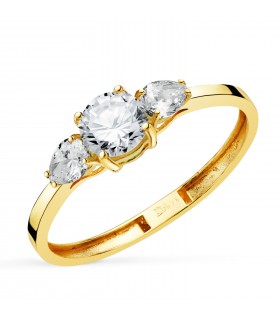Anillo con diamantes en Oro amarillo 18 kilates, regalo para mujer: Navidad, Compromiso Boda | Mod. Aura
