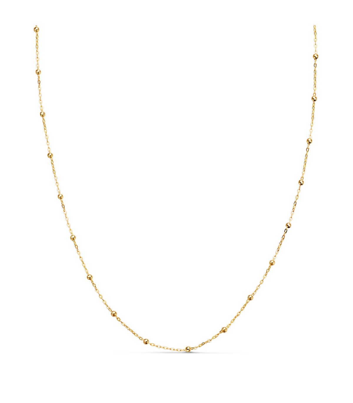 Collier pour femme, chaîne avec boules en or 750, maillons diamantés, 40 cm