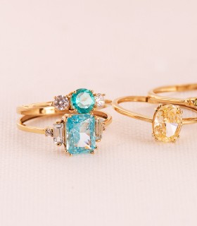 Anillo de mujer con piedra color amarillo - Sortijas en oro 18k online.