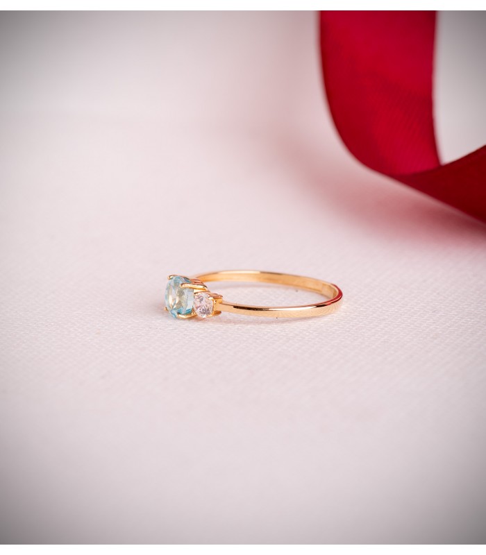 Anillo con Aguamarina Oro 18K Ottawa | Anillos de mujer con piedras semipreciosas.