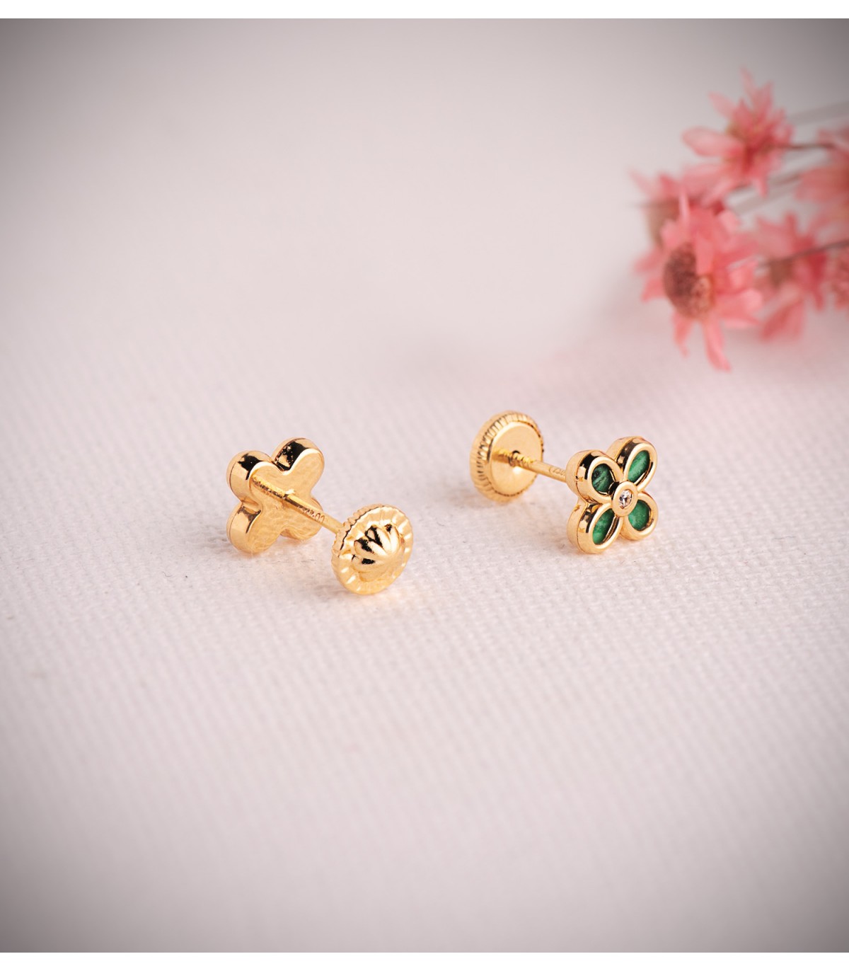 Pendientes Mystic flor circonita Oro 18K 7mm - pendientes pequeños, joyas de mujer