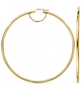 Pendientes de aro para mujer en oro 18 kilates, tamaño extra grande 64 mm.