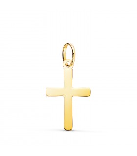 Croci in oro 18 carati per battesimi e comunioni - Ciondolo croce lavorazione a lastra 20mm