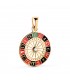 Pendentif pour homme roue de casino émaillée Or Jaune 18K - Diamètre : 14,5 mm.