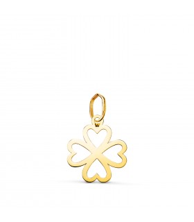 Pendentif porte-bonheur trèfle or jaune 18K