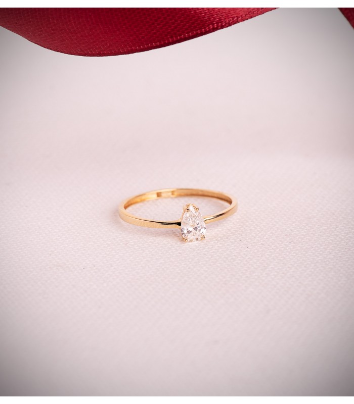 Solitario pera Fjall - Anillo de compromiso con Diamante 0.356 ct y oro amarillo 18 kilates