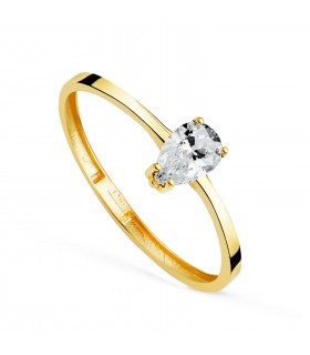 Solitaire poire Fjall - Bague fiançailles avec diamant et or jaune 750