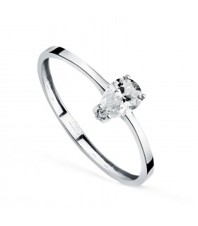 Solitaire poire Fjall - Bague fiançailles avec diamant et or blanc 750