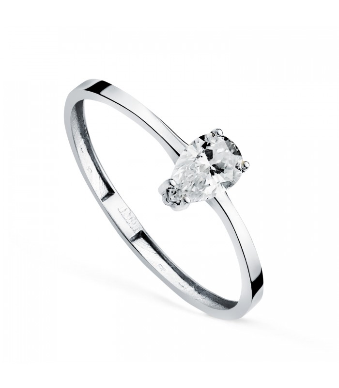 Solitario diamante goccia Fjall - Anelli per proposta di matrimonio in oro bianco 750