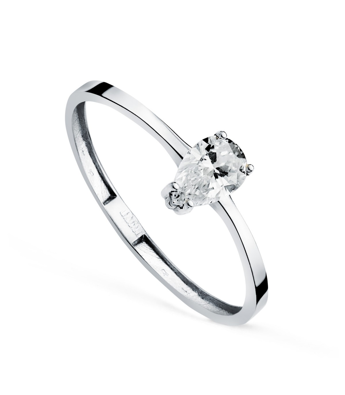 Solitario diamante goccia Fjall - Anelli per proposta di matrimonio in oro bianco 750