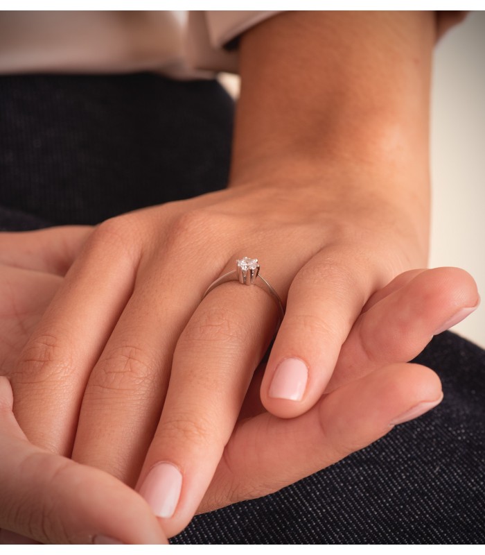 Solitaire blanc Salvatore 18 Carats  • Bijouterie online ALDA, Bagues de Fiançailles