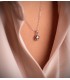 Punto luce con zirconi taglio brillante in oro bianco 750, collana con solitario rotondo 7 mm