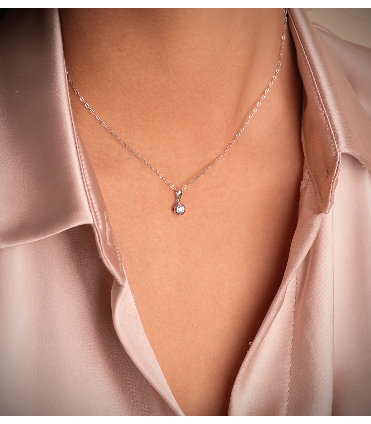 Collana a catena diamantata Oro bianco 18kt 1,5 mm 40 cm, per donna o bambina.