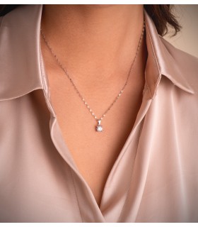 Ciondolo punto luce Alina oro bianco 18kt 6mm, girocollo donna da acquista online.