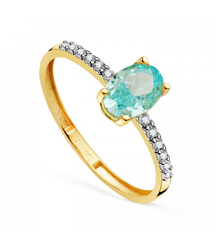 Bague avec topaze bleu paraïba 18 carats 750/1000 - Bagues pierres pour femme - Québec