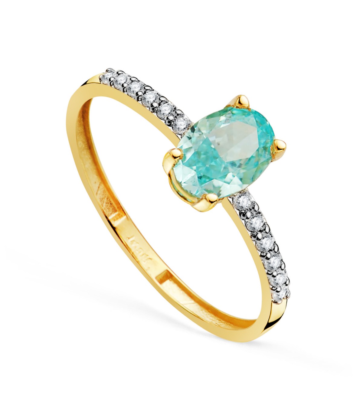 Bague avec topaze bleu paraïba 18 carats 750/1000 - Bagues pierres pour femme - Québec