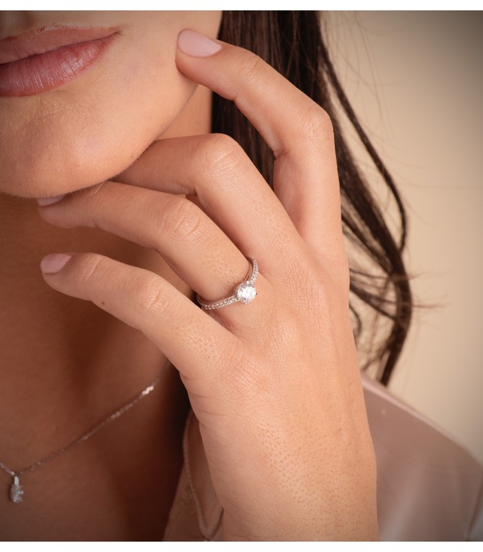 Solitario Anello in oro bianco 18k | Anelli di fidanzamento da donna