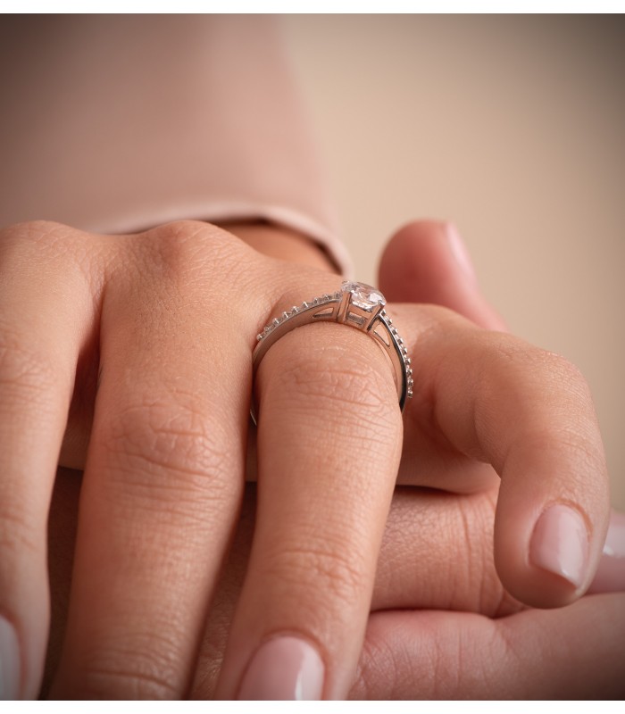 Anello Solitario Parisieen Oro bianco 18 Kt