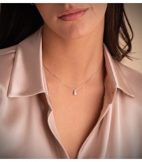 Collana catena da donna a maglia  Diamantata forzatina - Oro bianco 750 40 cm