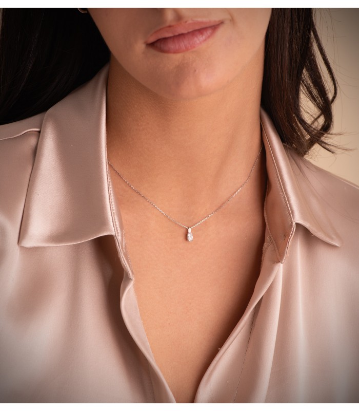 Collana catena da donna a maglia  Diamantata forzatina - Oro bianco 750 40 cm