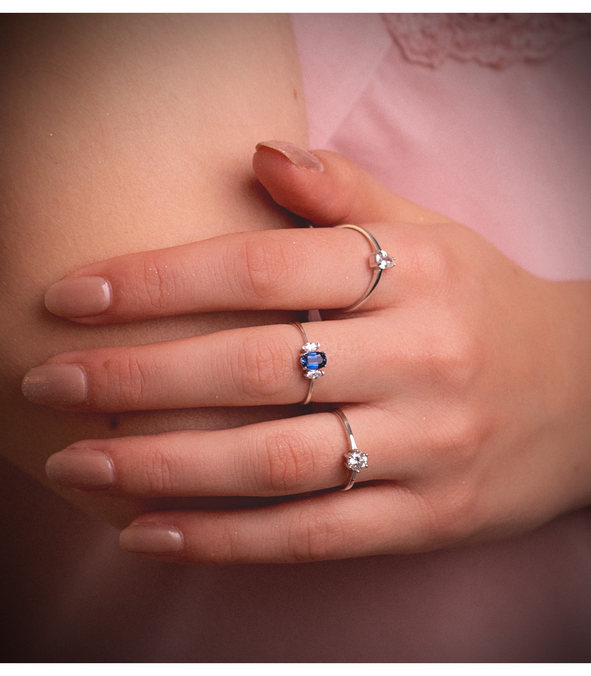 Solitaire poire Fjall - Bague fiançailles avec diamant et or blanc 750