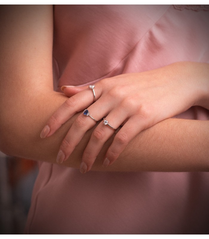 Solitaire poire Fjall - Bague fiançailles avec diamant et or blanc 750