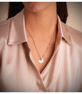Ciondolo di Gatto pelo lungo da incidere con nome personalizzato - Collana da donna in Oro 18kt