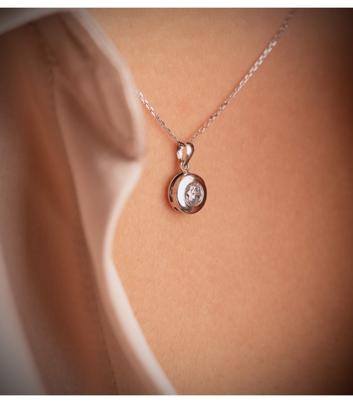 Collana catena da donna a maglia  Diamantata forzatina - Oro bianco 750 45 cm