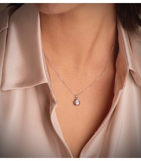 Collana catena da donna a maglia  Diamantata forzatina - Oro bianco 750 45 cm