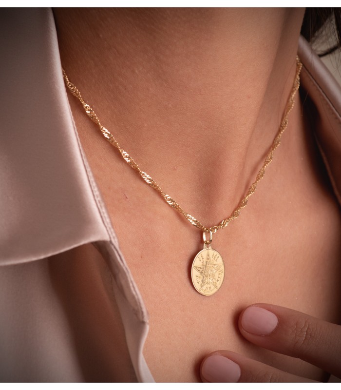Cadena Singapur 2.5 mm 40 cm 18 Kilates - Cadena retorcida de oro para mujer