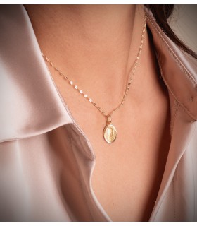 Medaglia Vergine Maria rigata Oro 18 Kt 14 mm