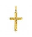 Croix Christ bâton sculpté 18 carats 22mm