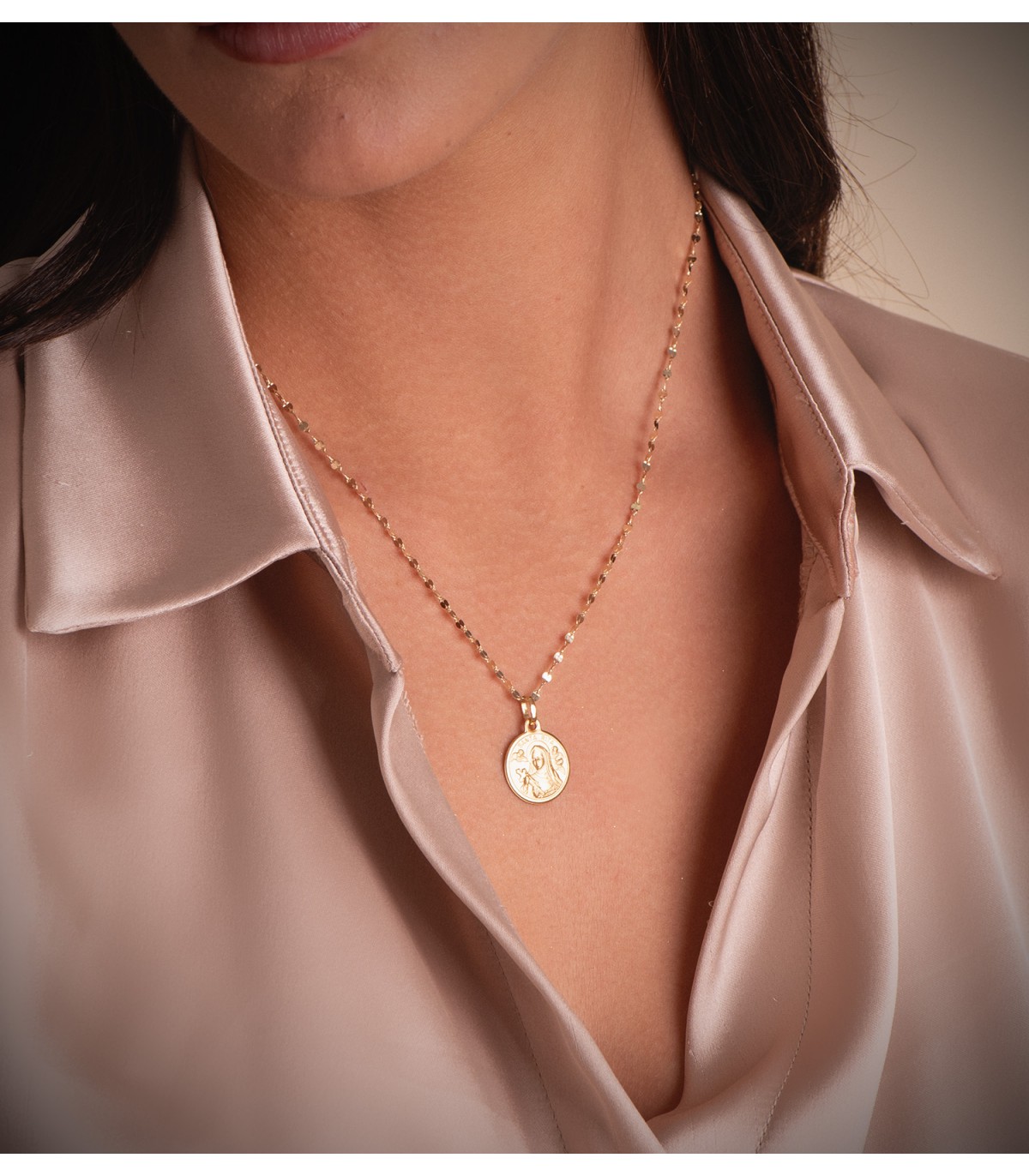 Collana catena da donna a maglia forzatina a specchietto, brillantata - 2 mm 45 cm Oro 18kt