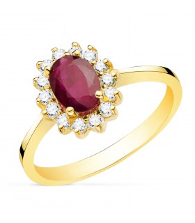 Diamantring mit Rubin Sybil Gelbgold 750