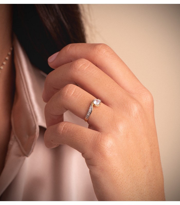 Anello Solitario bicolore Dissole 18 Kt