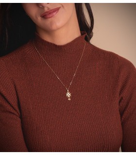 Collana catena da donna a maglia forzatina specchietto, brillantata - 1 mm 50 cm Oro 18kt