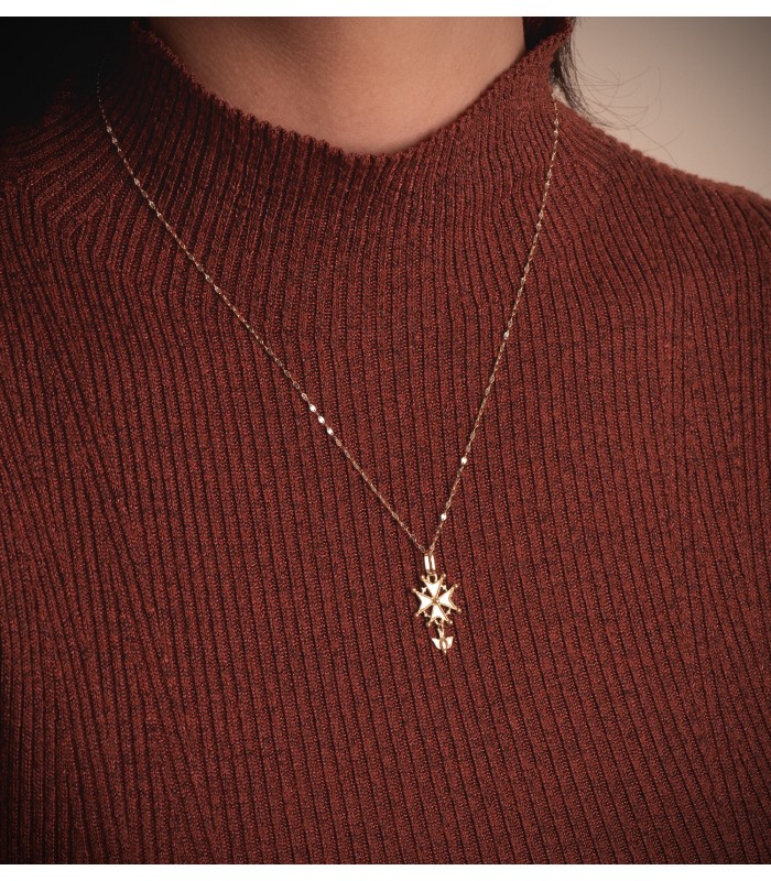 Collana catena da donna a maglia forzatina specchietto, brillantata - 1 mm 50 cm Oro 18kt