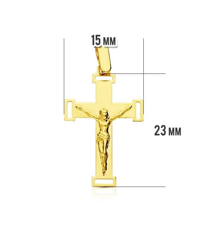 Anhänger Kreuz mit Jesus 18K Gold 23 mm | Jesus-Anhänger, christlicher Schmuck