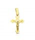 Cruz de oro amarillo con Cristo en brillo para mujer y comunión - Cruz trilobulada 20mm