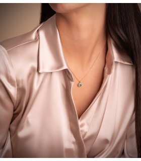 Ciondolo con smeraldo e diamanti, Idril oro giallo 18kt - Collana diamante donna.