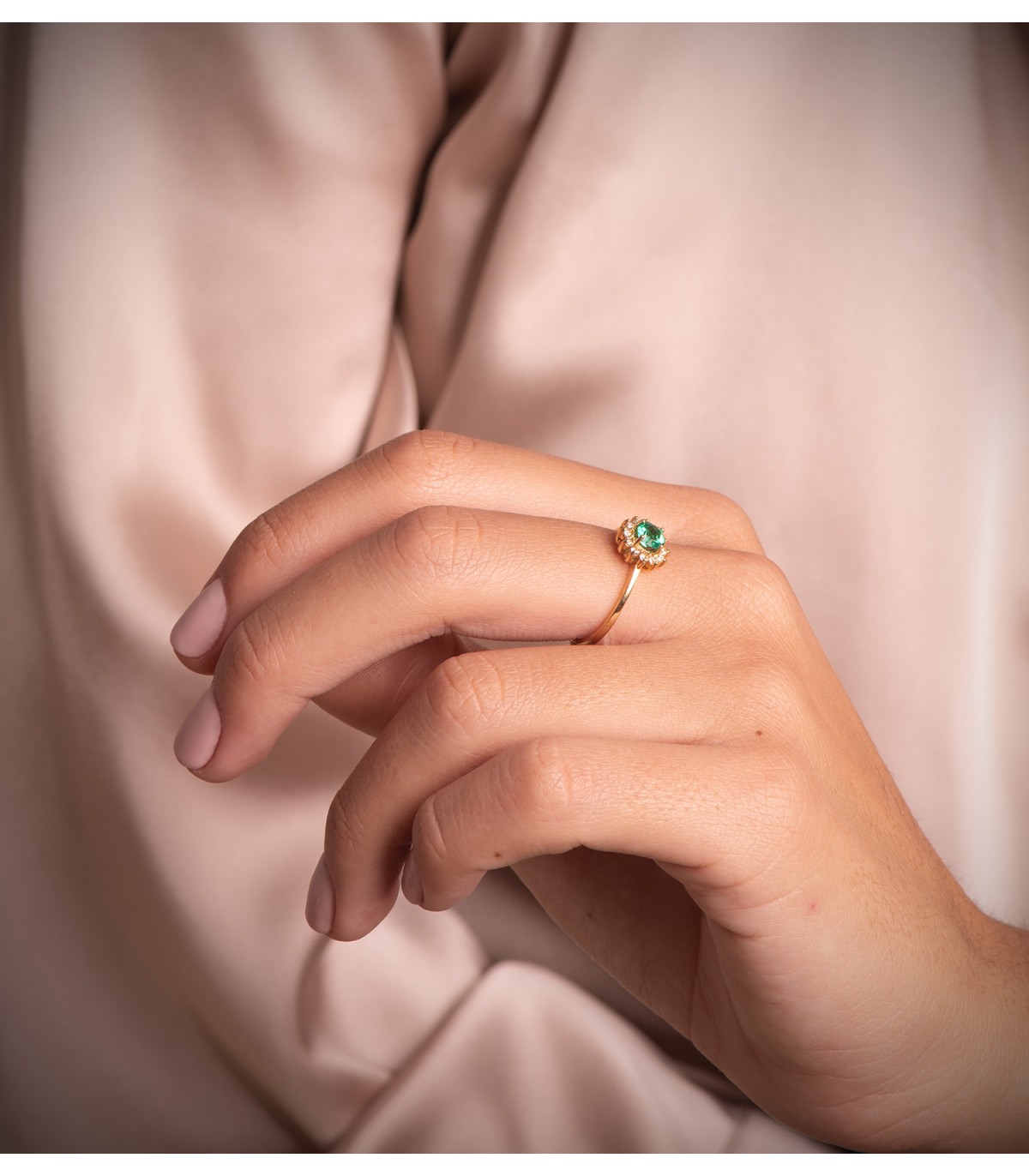Bague Idril Or jaune 18K Diamants et Émeraude