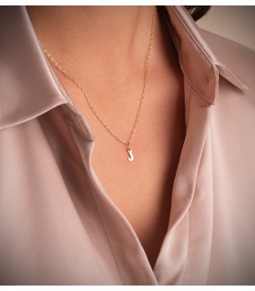 Iniziale J Ciondolo oro 18 kt, gioielli personalizzati e collana con lettera.