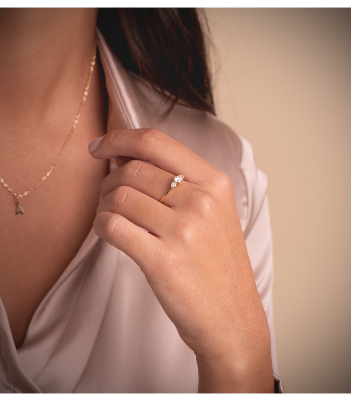 Bague avec diamants Aura - Or jaune 750, cadeau idéal pour femme : Noël, fiançailles.
