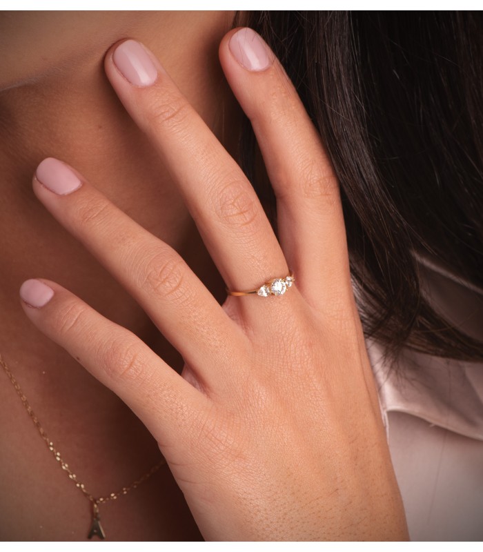 Diamantring „Aura Trilogy Ring“ aus Gelbgold | Verlobungsringe & Antragsringe