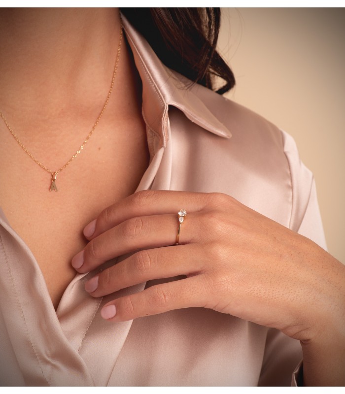 Anillo con diamantes en Oro amarillo 18 kilates, regalo para mujer: Navidad, Compromiso Boda | Mod. Aura