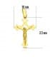 Cruz de oro amarillo con Cristo en brillo para mujer y comunión - Cruz trilobulada 23mm