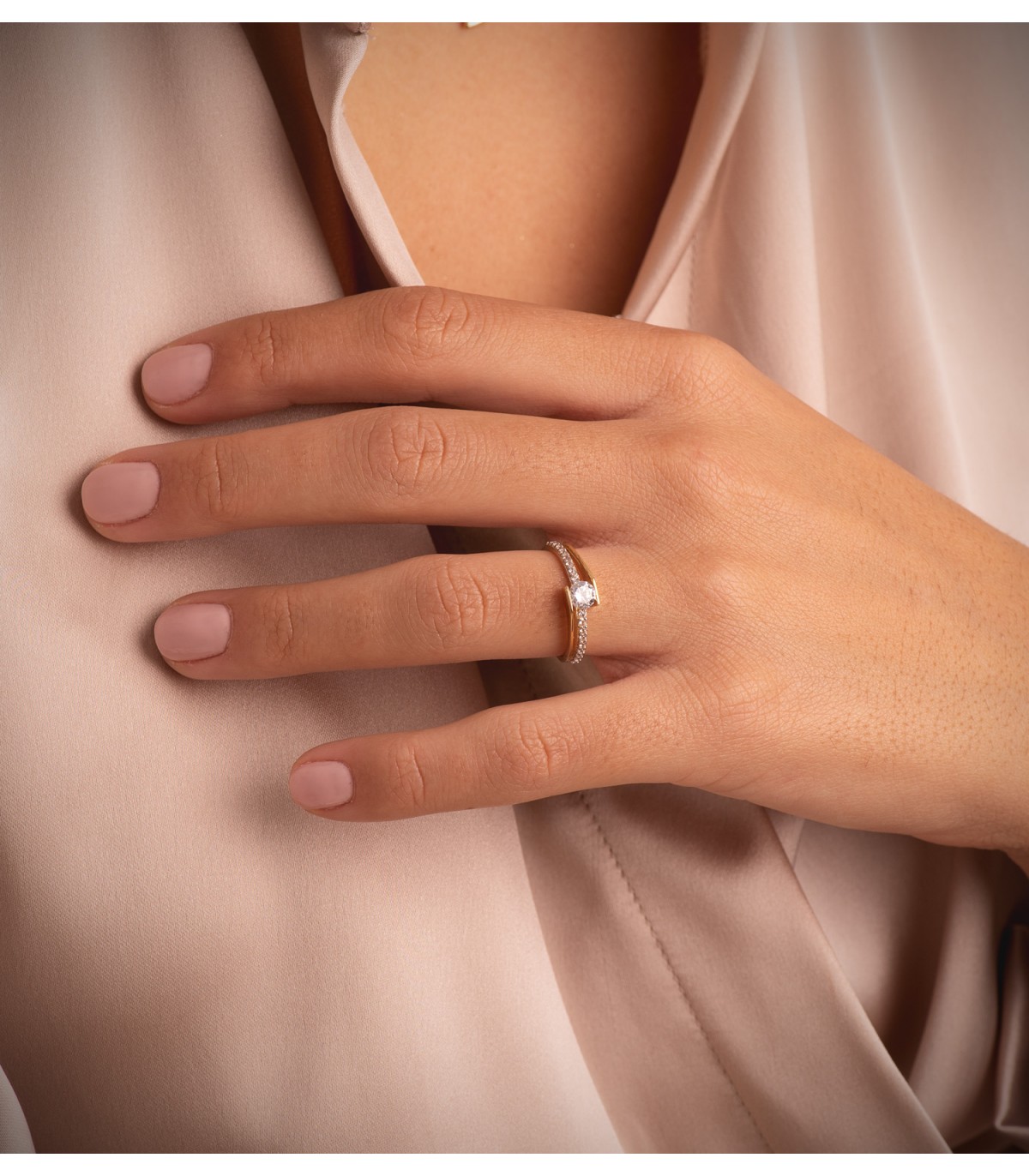 Solitario Reminni oro bicolore 18 Kt