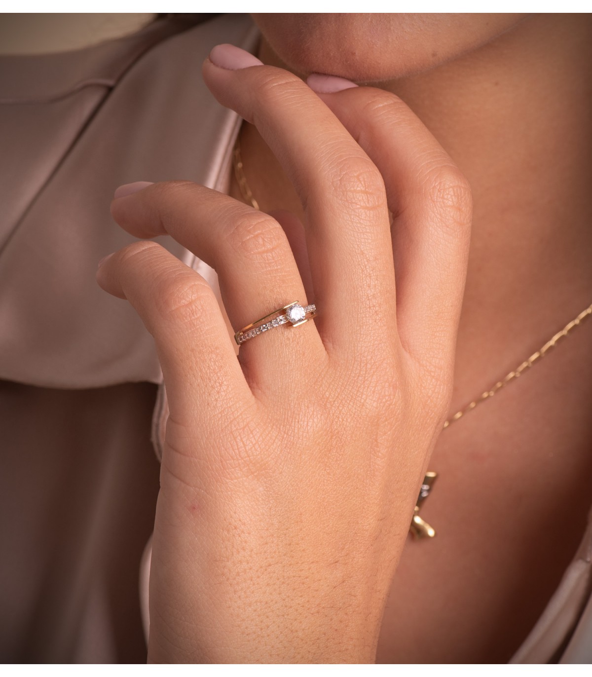 Solitario Reminni oro bicolore 18 Kt