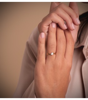 SABADINI Solitär Rundschliff Zirkonia, 4er-Krappenfassung im 18K Gelbgold | Verlobungsringe online kaufen